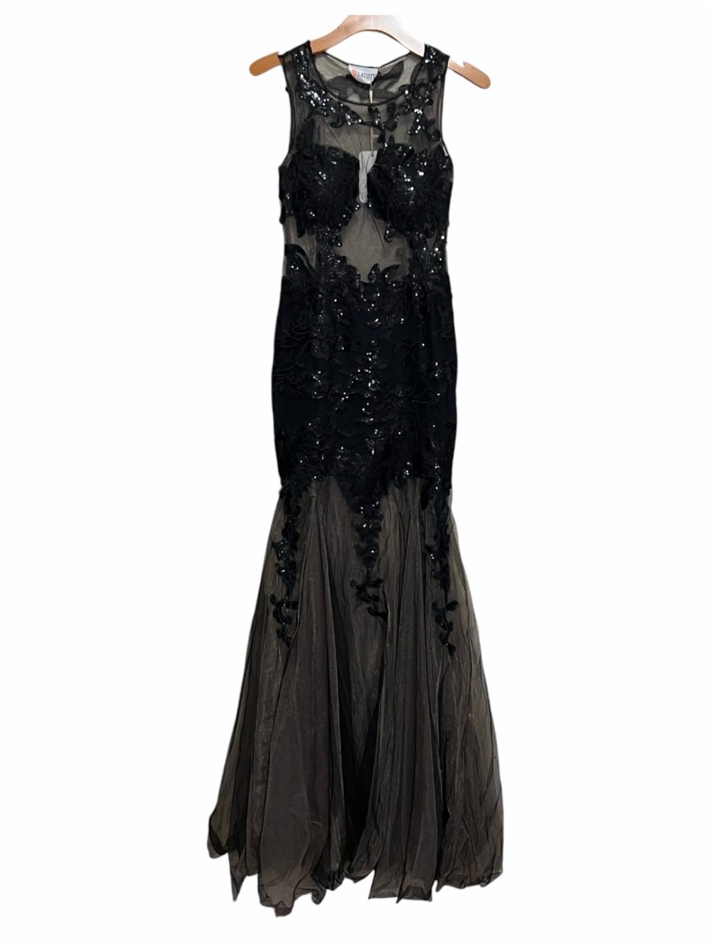 L'ATISTE Gown Black Sequin Mesh Mermaid NEW Formal Fairycore Prom Whimsygoth S